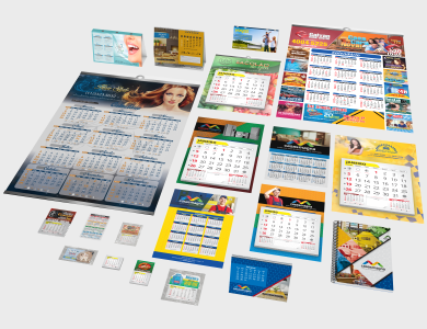Exemplos ilustrativos de calendários impressos