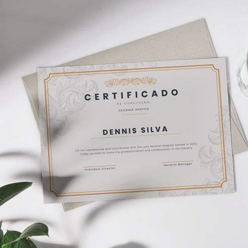 Exemplo ilustrativo de certificado impresso